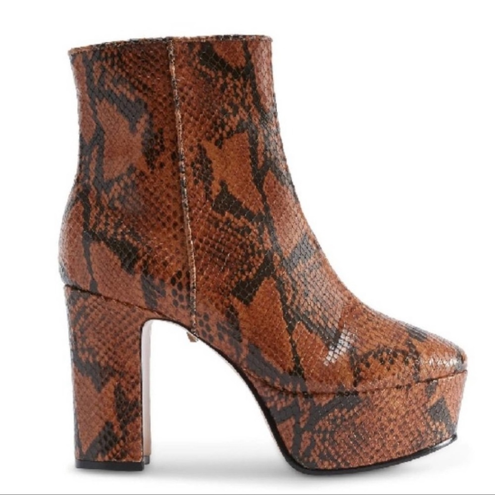 Schutz Ravena Platform Bootie Womens Snake Embossed L… - Gem